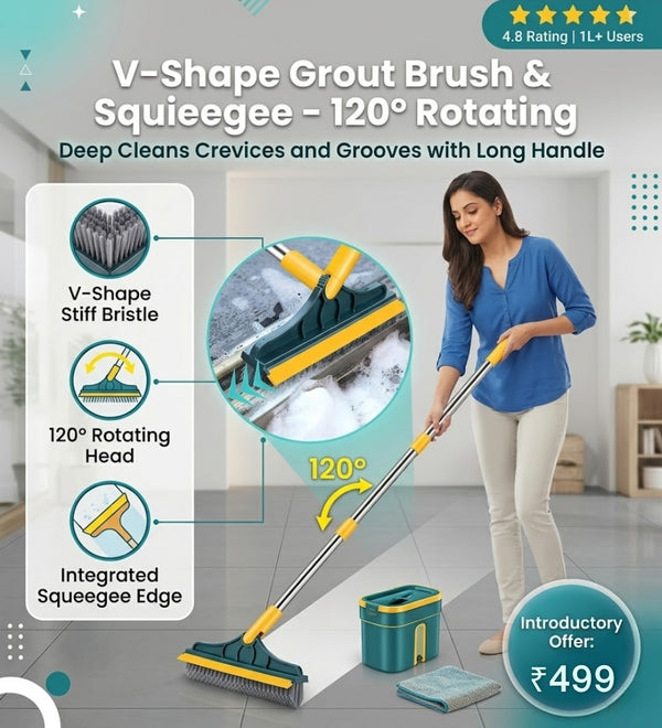 2in1 Floor Scrub Cleaning Brush Wiper