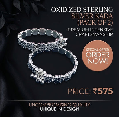 Silver Sterling Silver Kada  (Pack of 2)