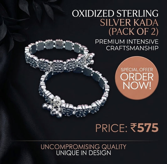 Silver Sterling Silver Kada  (Pack of 2)
