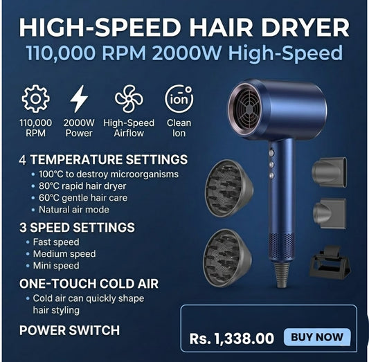 Hair Dryer - 110000 RPM 2000W High-Speed