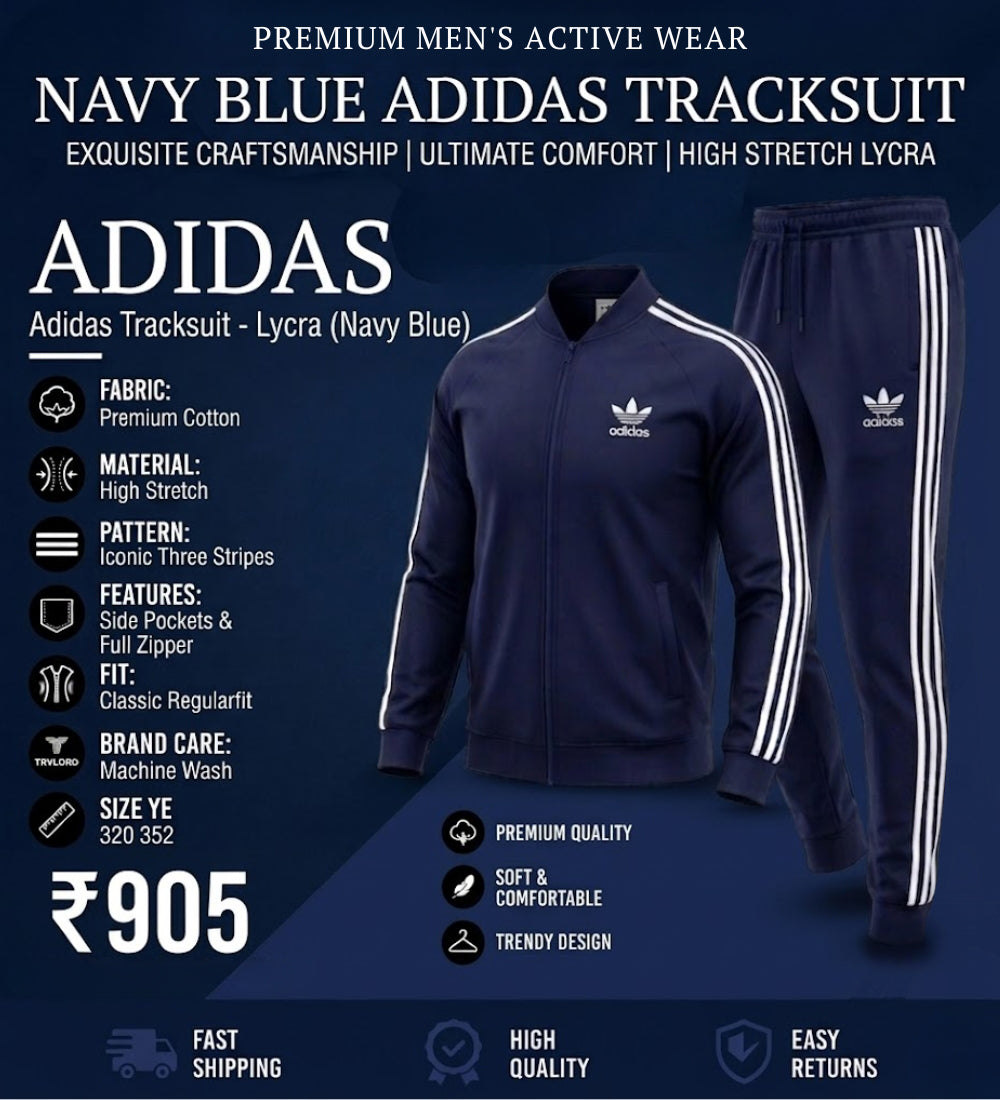 Adidas tracksuit lycra (NavyBlue)