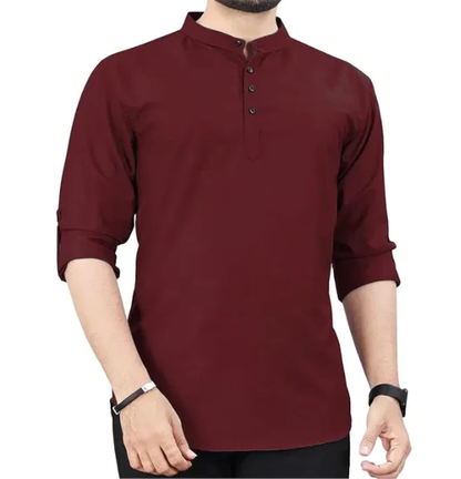 Men's Slim Fit Full Sleeve Cotton Short Kurta Pack of 3
