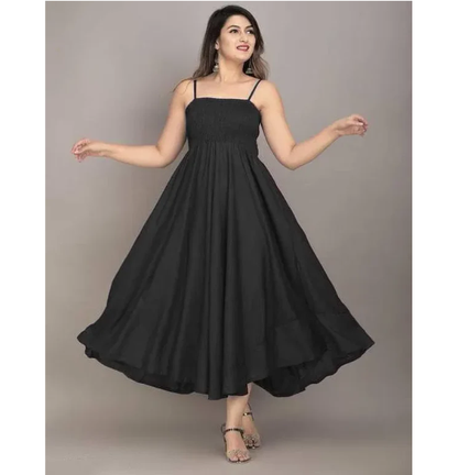 Women Maxi Black Full Length Dress